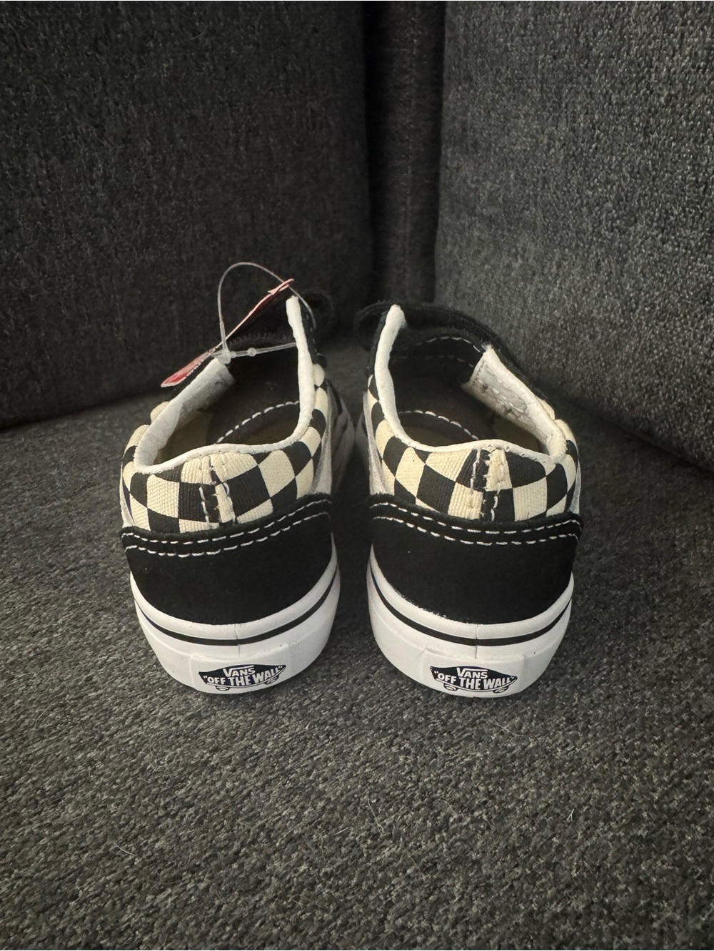 Vans Kids Checkerboard Velcro Sneakers - Black & White - Picture 3 of 6